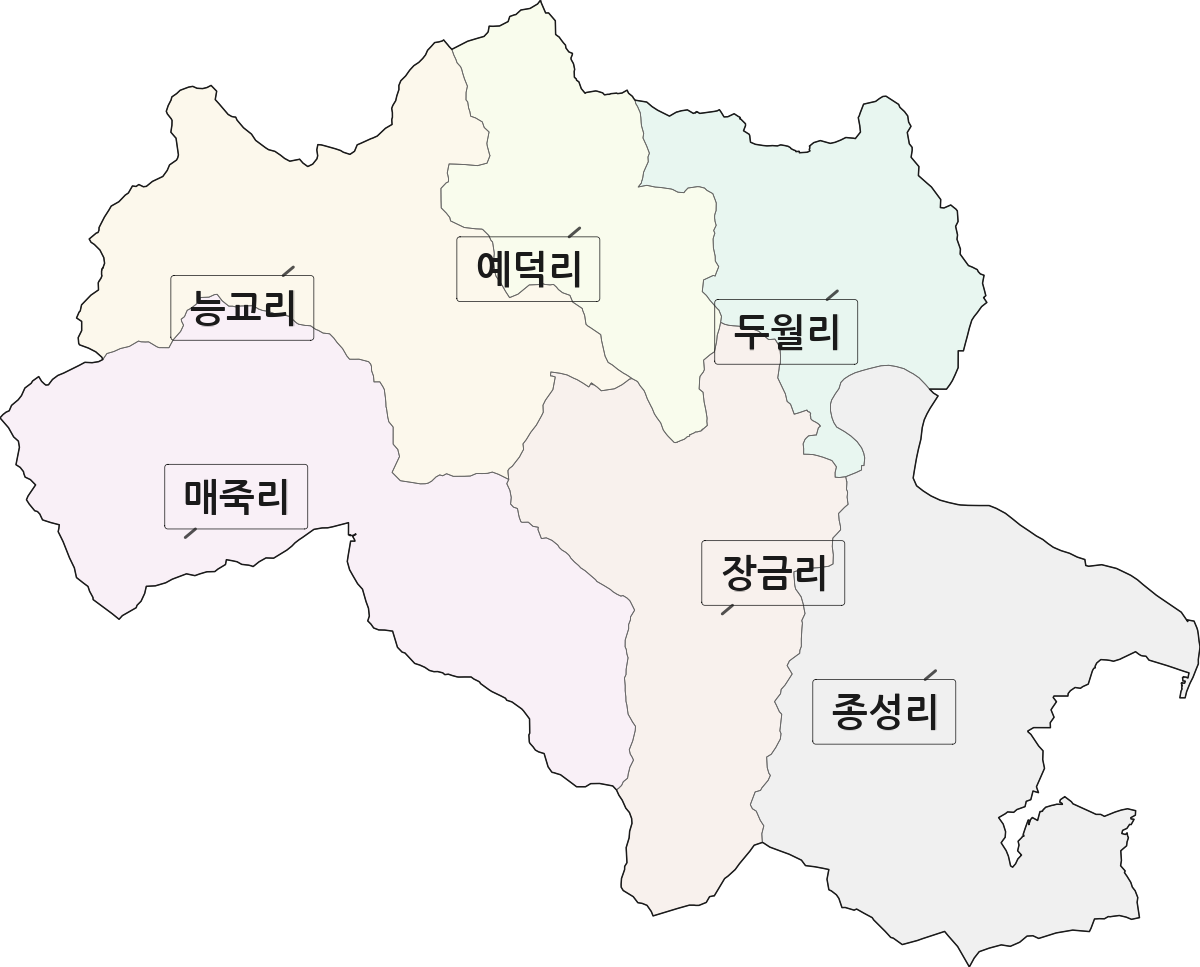 전북특별자치도 정읍시 산내면 법정동 리 구분 행정구역 경계 지도