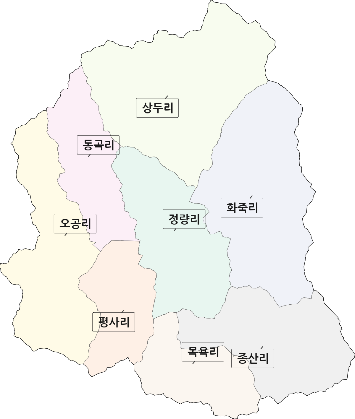 전북특별자치도 정읍시 산외면 법정동 리 구분 행정구역 경계 지도