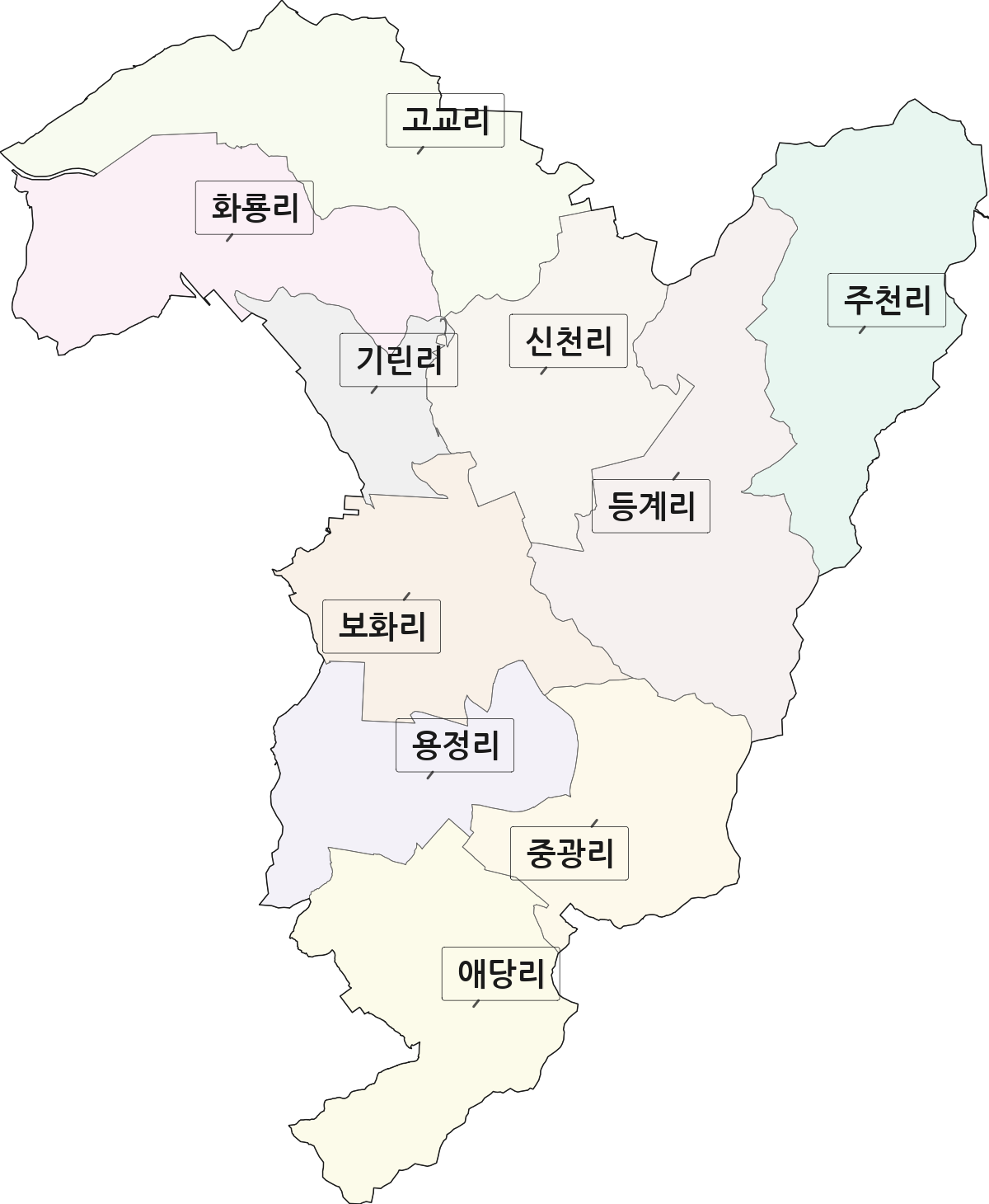 전북특별자치도 정읍시 소성면 법정동 리 구분 행정구역 경계 지도