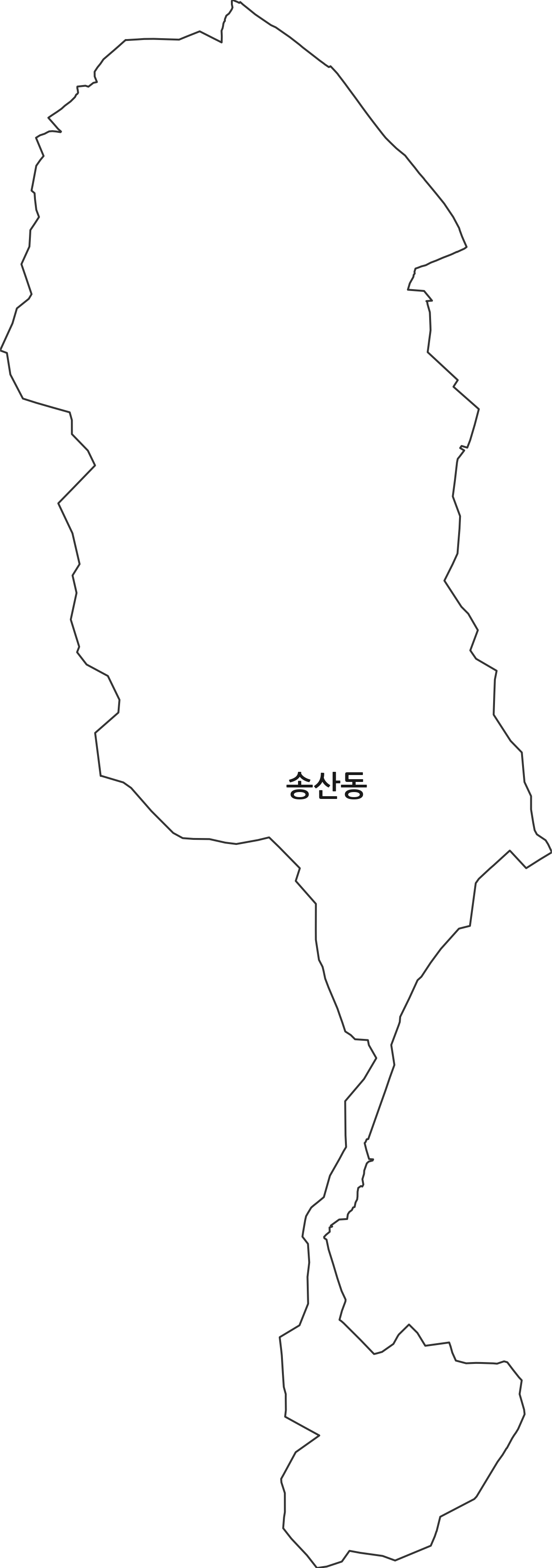 전북특별자치도 정읍시 송산동 법정동 행정구역 경계 지도