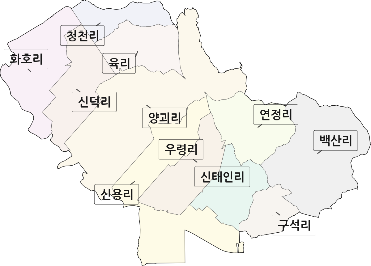 전북특별자치도 정읍시 신태인읍 법정동 리 구분 행정구역 경계 지도