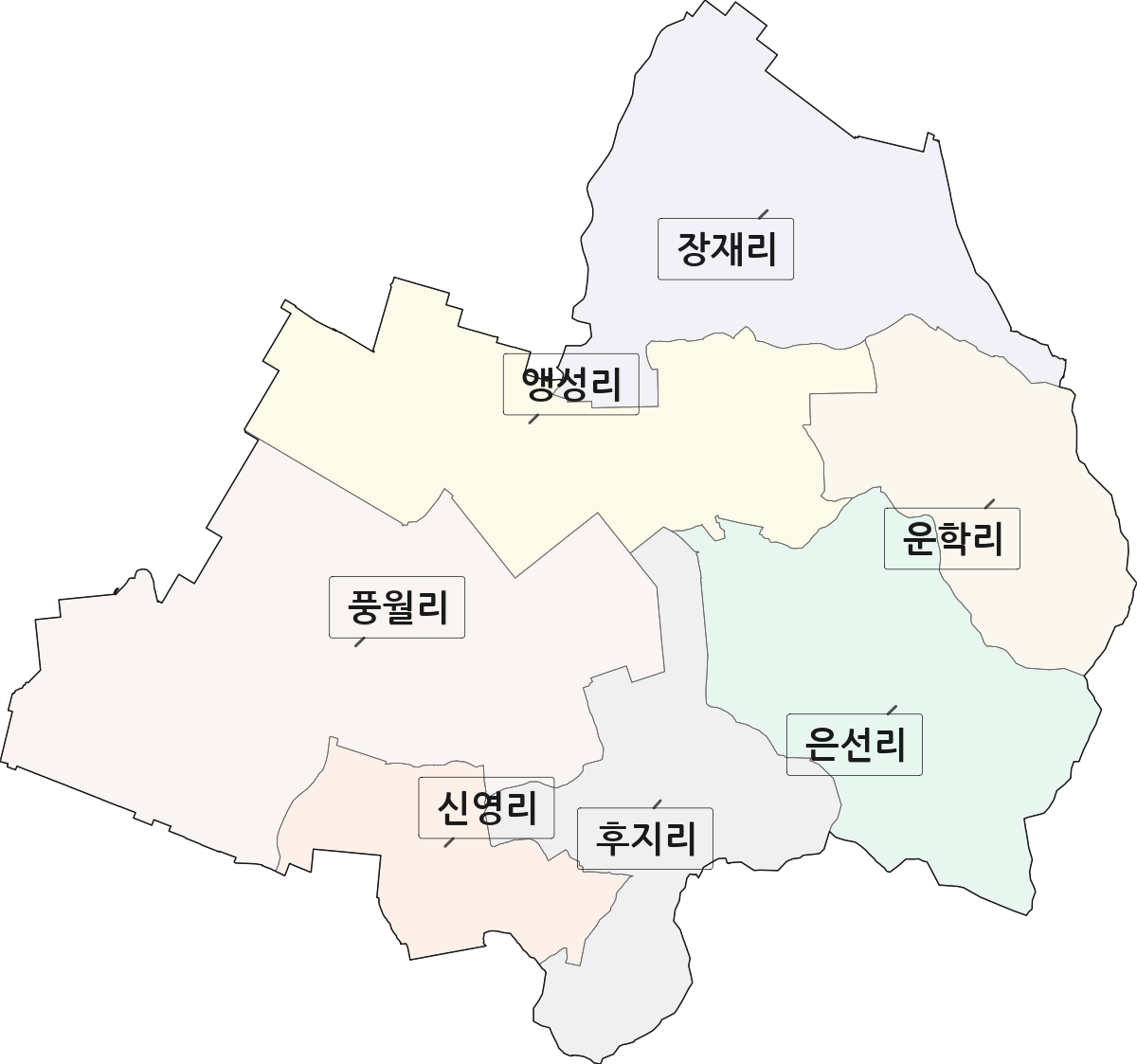 전북특별자치도 정읍시 영원면 법정동 리 구분 행정구역 경계 지도