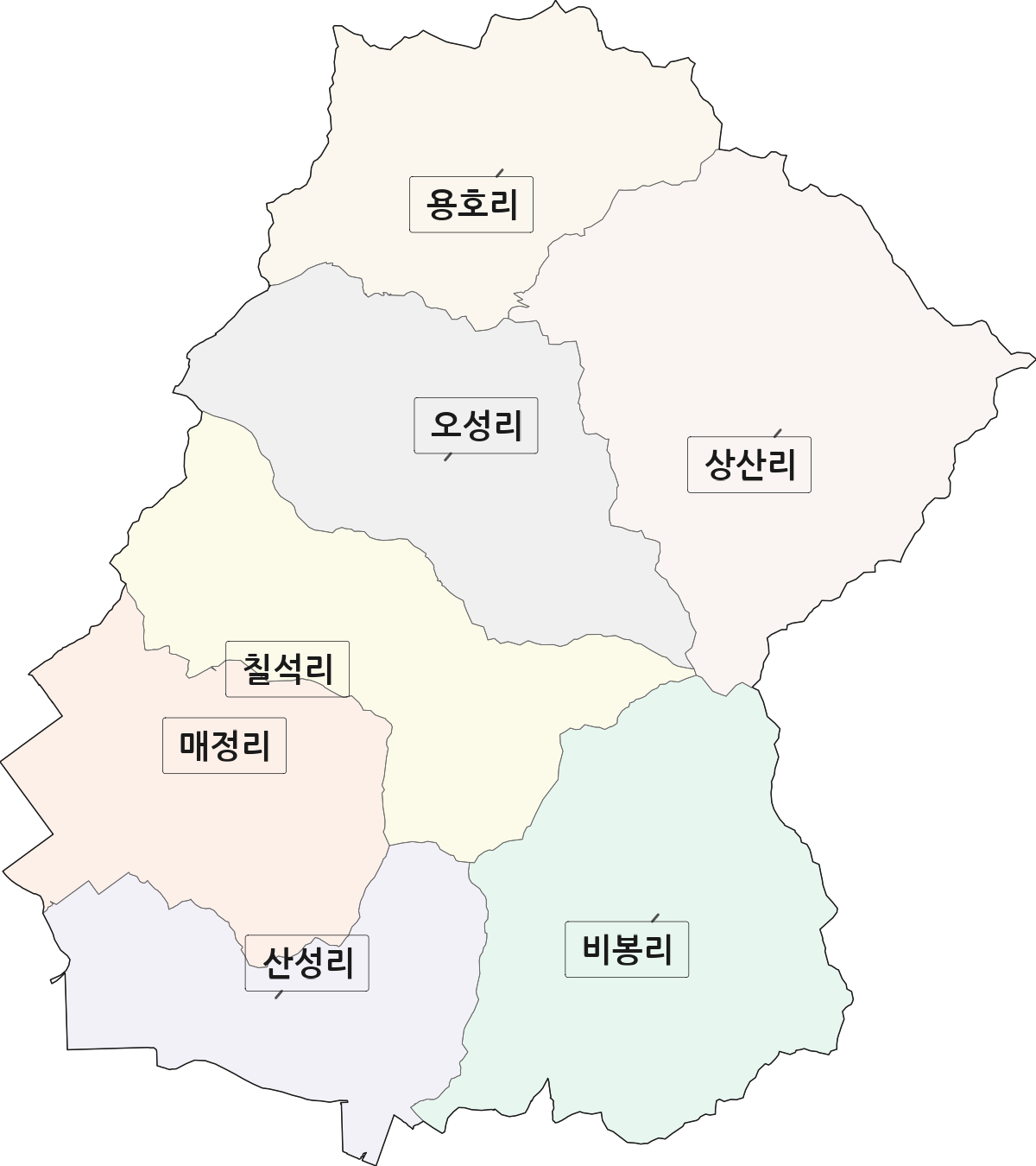 전북특별자치도 정읍시 옹동면 법정동 리 구분 행정구역 경계 지도