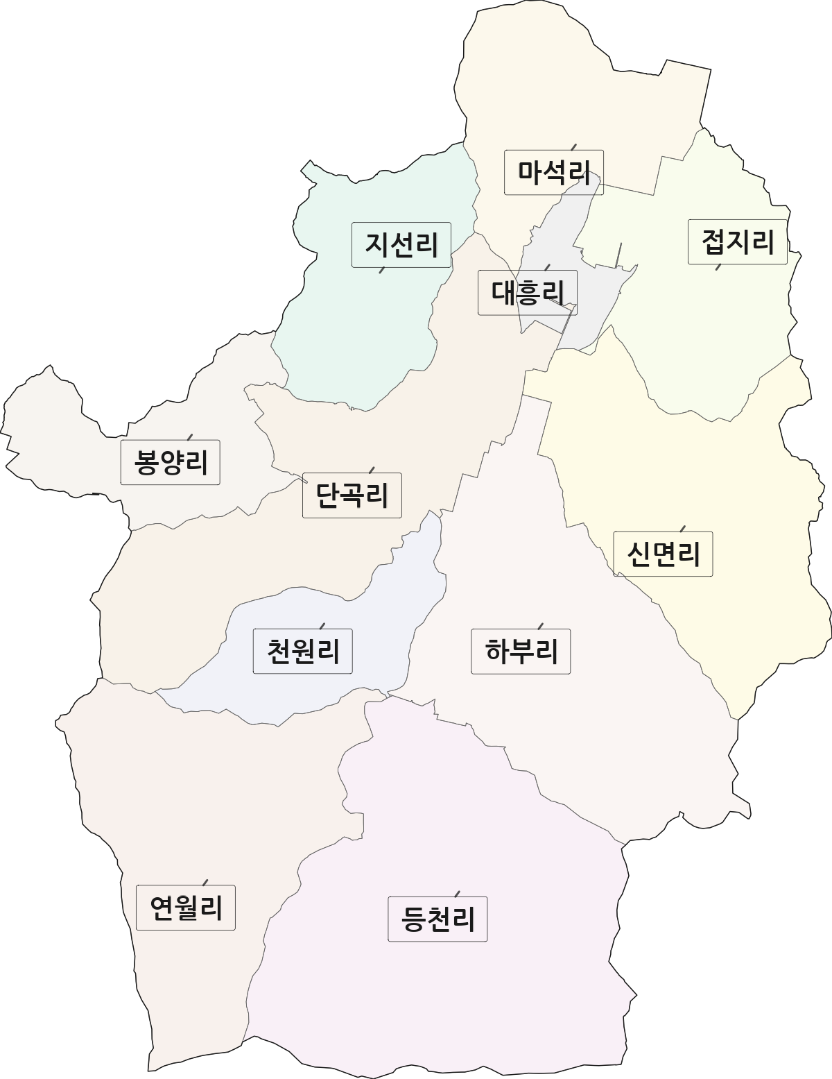 전북특별자치도 정읍시 입암면 법정동 리 구분 행정구역 경계 지도