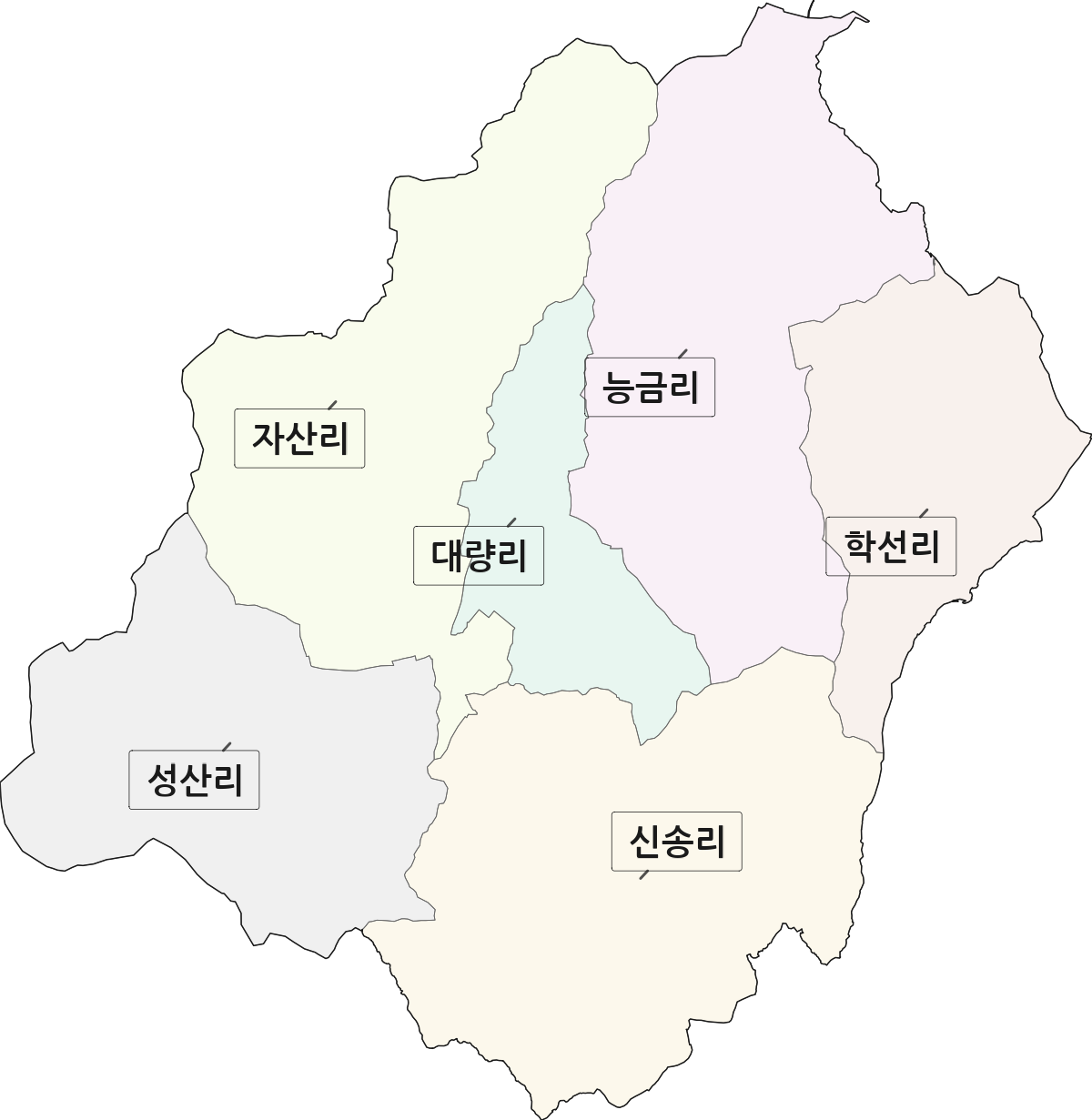 전북특별자치도 진안군 동향면 법정동 리 구분 행정구역 경계 지도