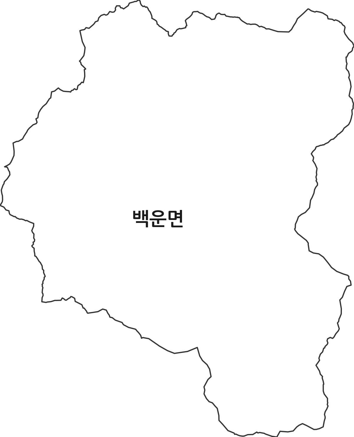 전북특별자치도 진안군 백운면 법정동 행정구역 경계 지도