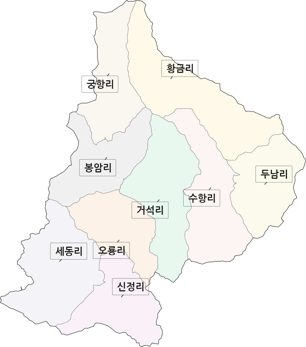 전북특별자치도 진안군 부귀면 법정동 리 구분 행정구역 경계 지도