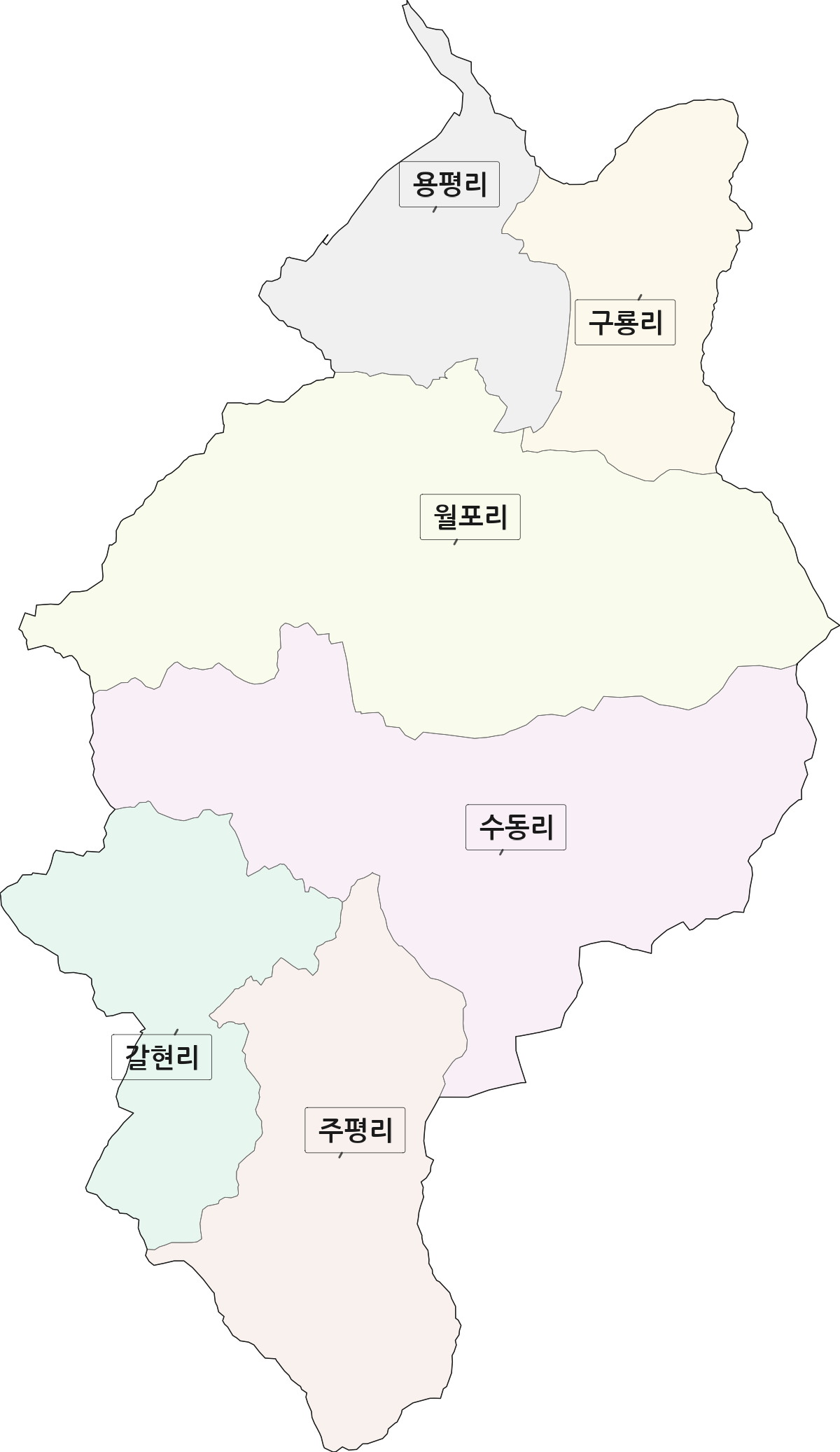 전북특별자치도 진안군 상전면 법정동 리 구분 행정구역 경계 지도