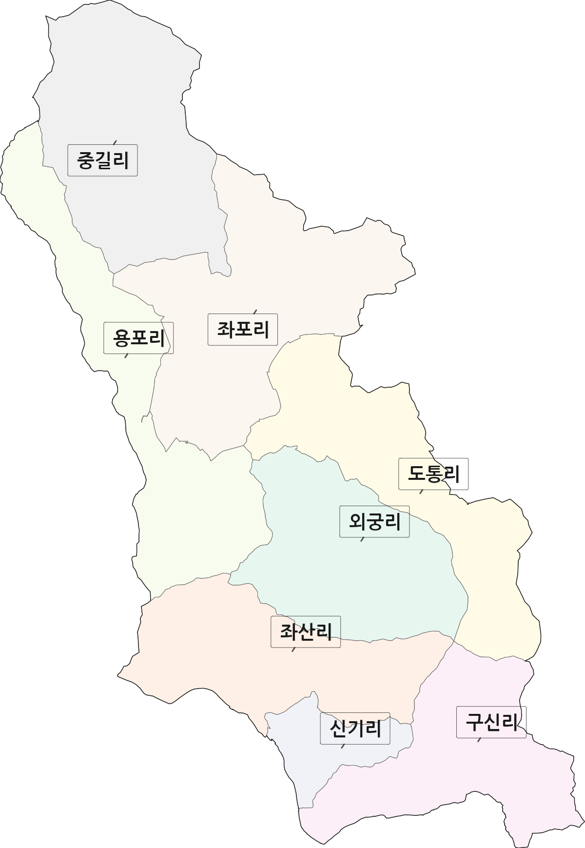 전북특별자치도 진안군 성수면 법정동 리 구분 행정구역 경계 지도