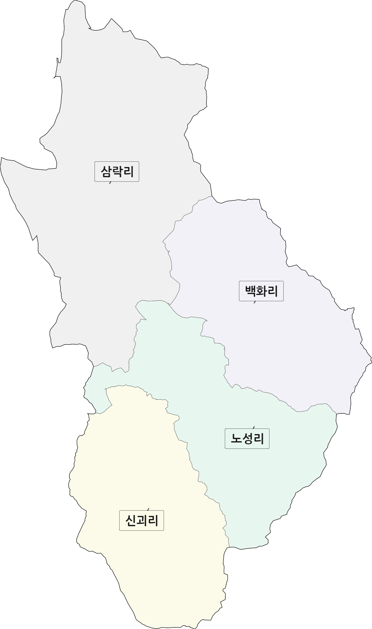전북특별자치도 진안군 안천면 법정동 리 구분 행정구역 경계 지도