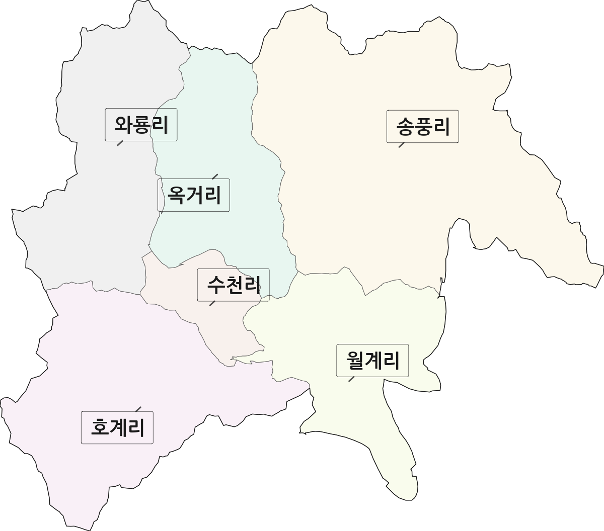 전북특별자치도 진안군 용담면 법정동 리 구분 행정구역 경계 지도
