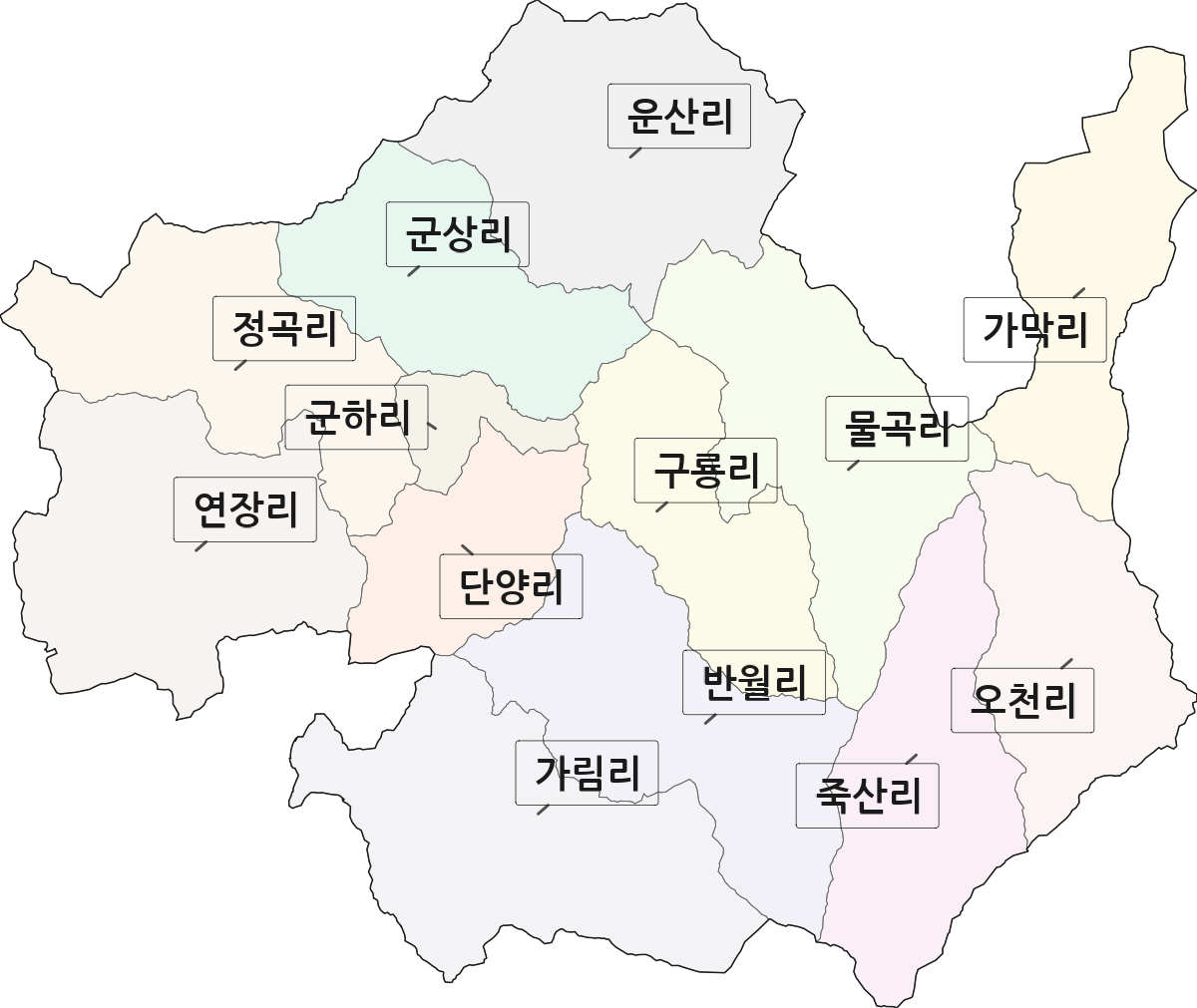 전북특별자치도 진안군 진안읍 법정동 리 구분 행정구역 경계 지도
