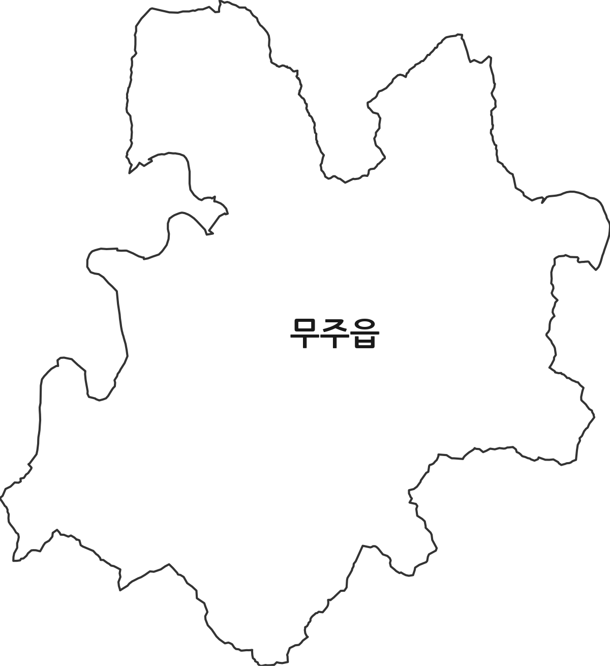 전북특별자치도 무주군 무주읍 행정동 행정구역 경계 지도