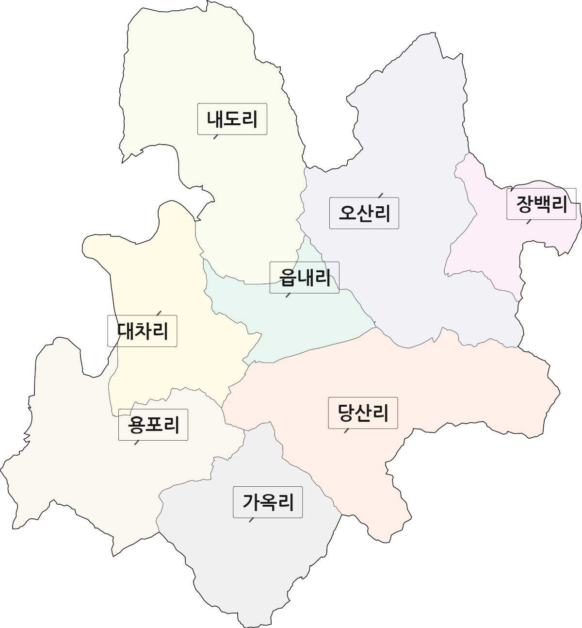 전북특별자치도 무주군 무주읍 법정동 리 구분 행정구역 경계 지도