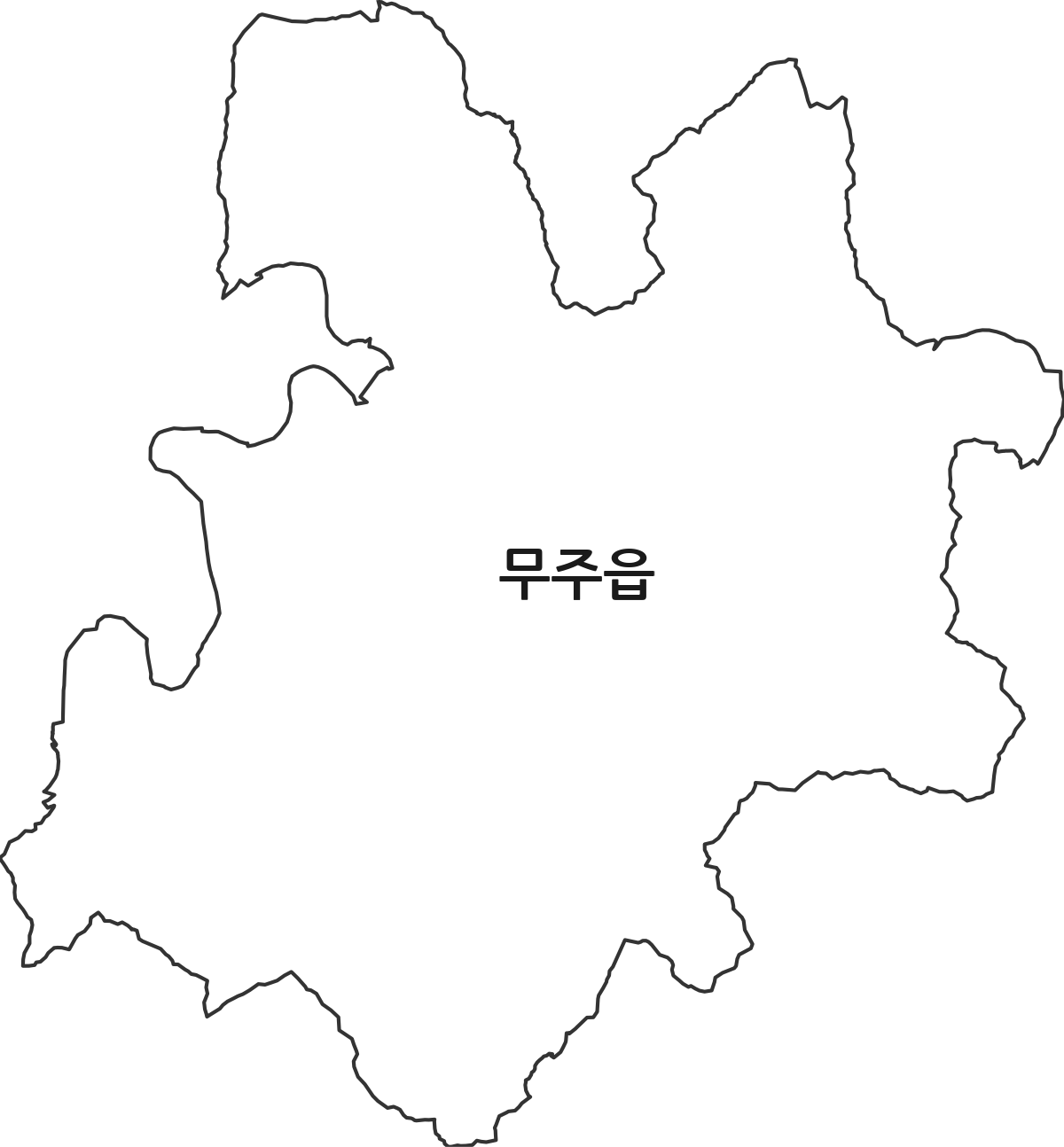 전북특별자치도 무주군 무주읍 법정동 행정구역 경계 지도