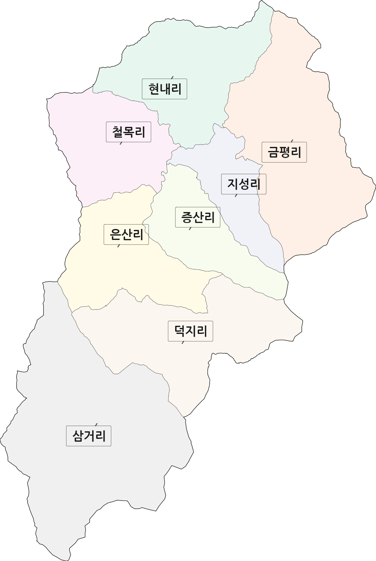 전북특별자치도 무주군 무풍면 법정동 리 구분 행정구역 경계 지도