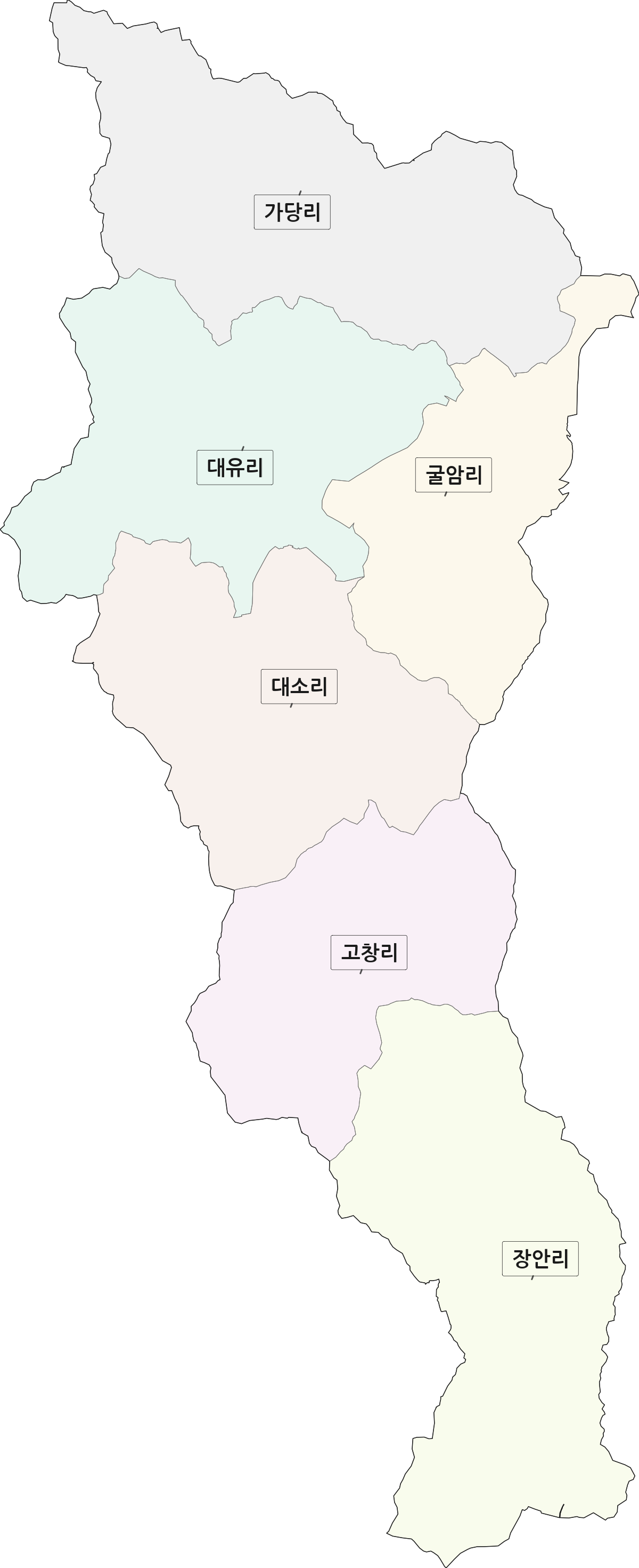 전북특별자치도 무주군 부남면 법정동 리 구분 행정구역 경계 지도