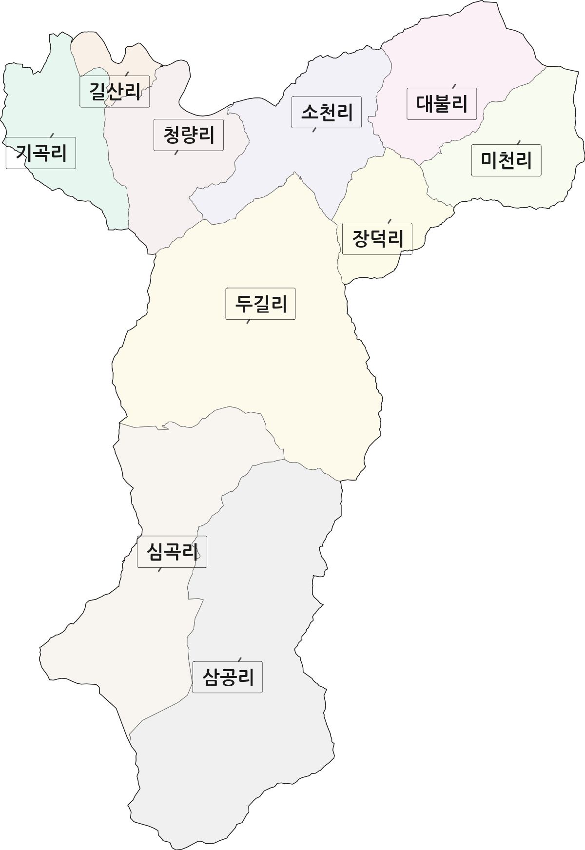 전북특별자치도 무주군 설천면 법정동 리 구분 행정구역 경계 지도