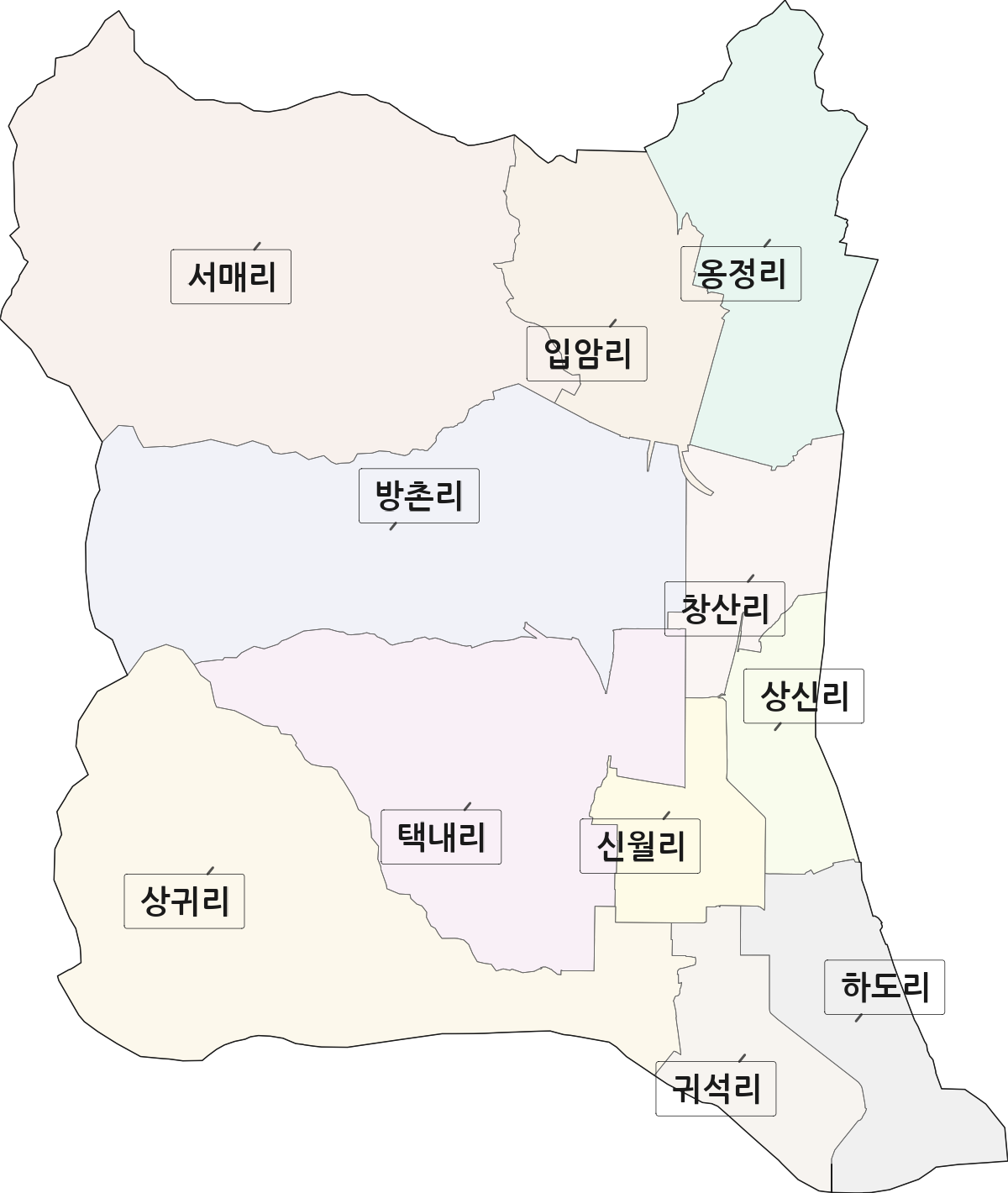 전북특별자치도 남원시 금지면 법정동 리 구분 행정구역 경계 지도