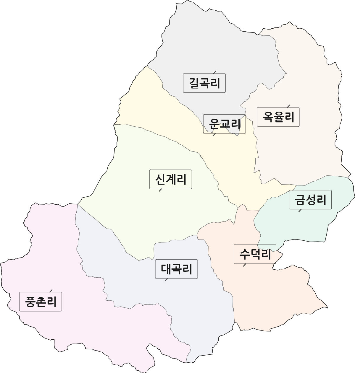 전북특별자치도 남원시 대산면 법정동 리 구분 행정구역 경계 지도
