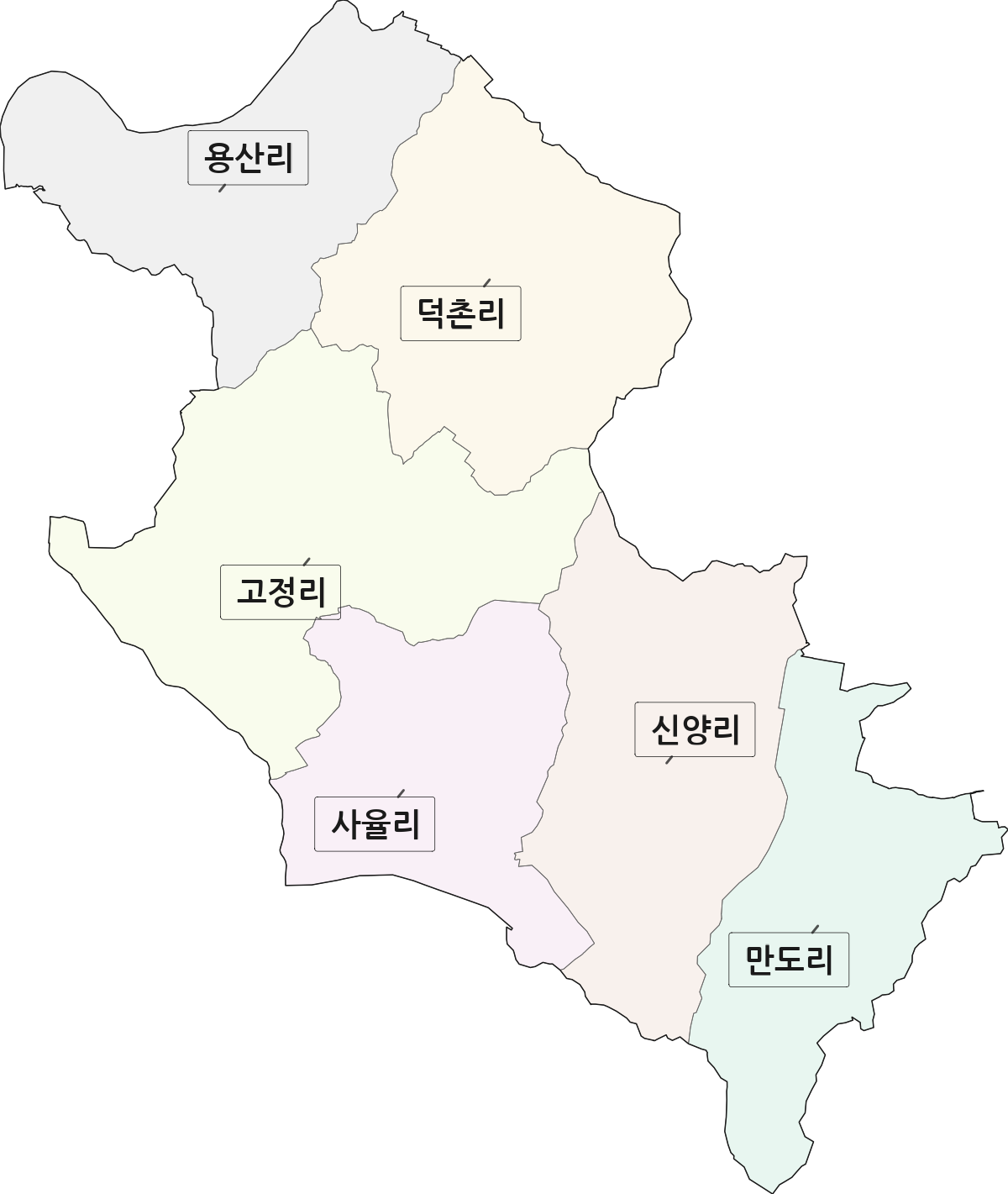 전북특별자치도 남원시 덕과면 법정동 리 구분 행정구역 경계 지도
