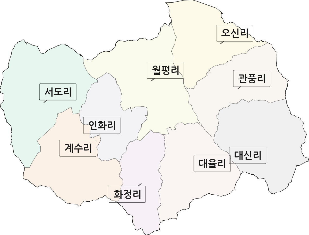 전북특별자치도 남원시 사매면 법정동 리 구분 행정구역 경계 지도