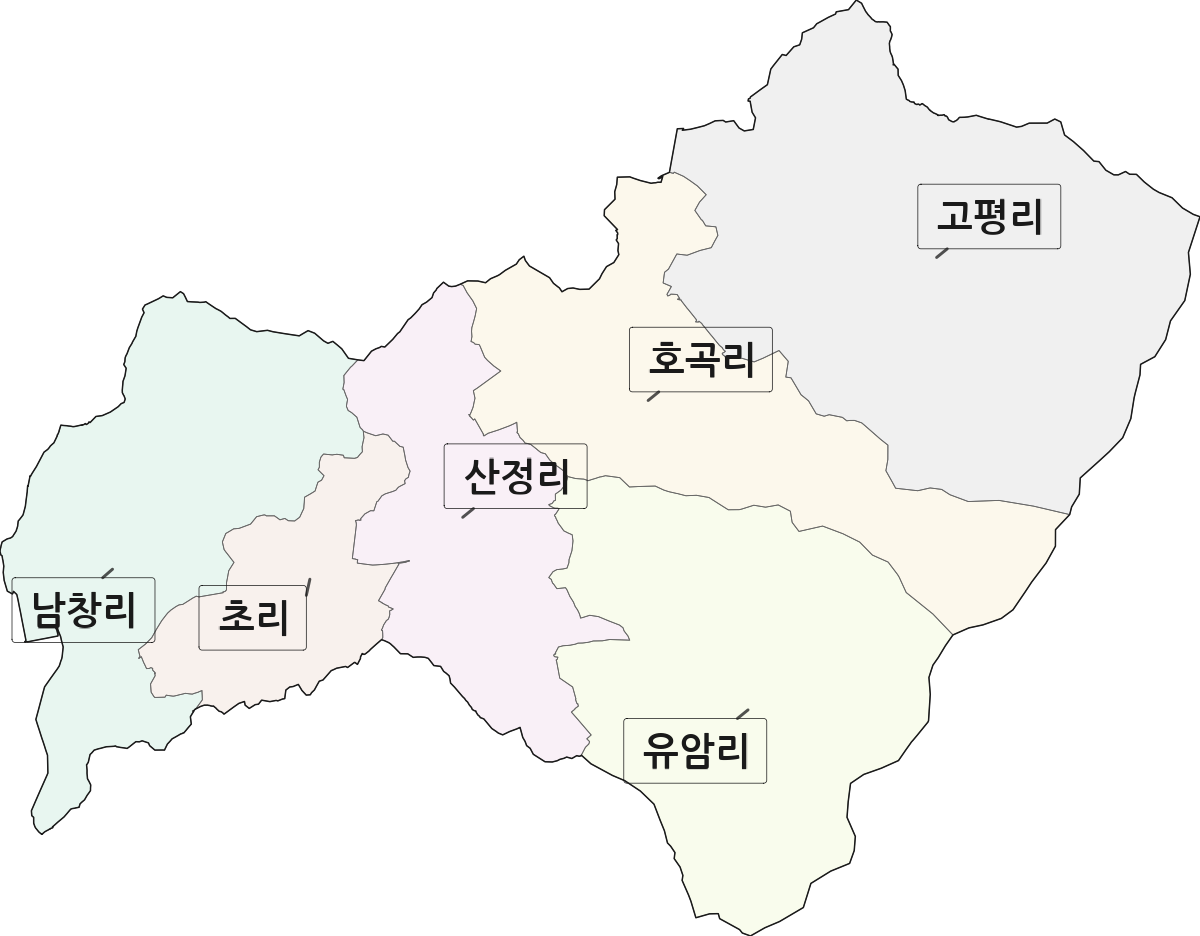 전북특별자치도 남원시 수지면 법정동 리 구분 행정구역 경계 지도