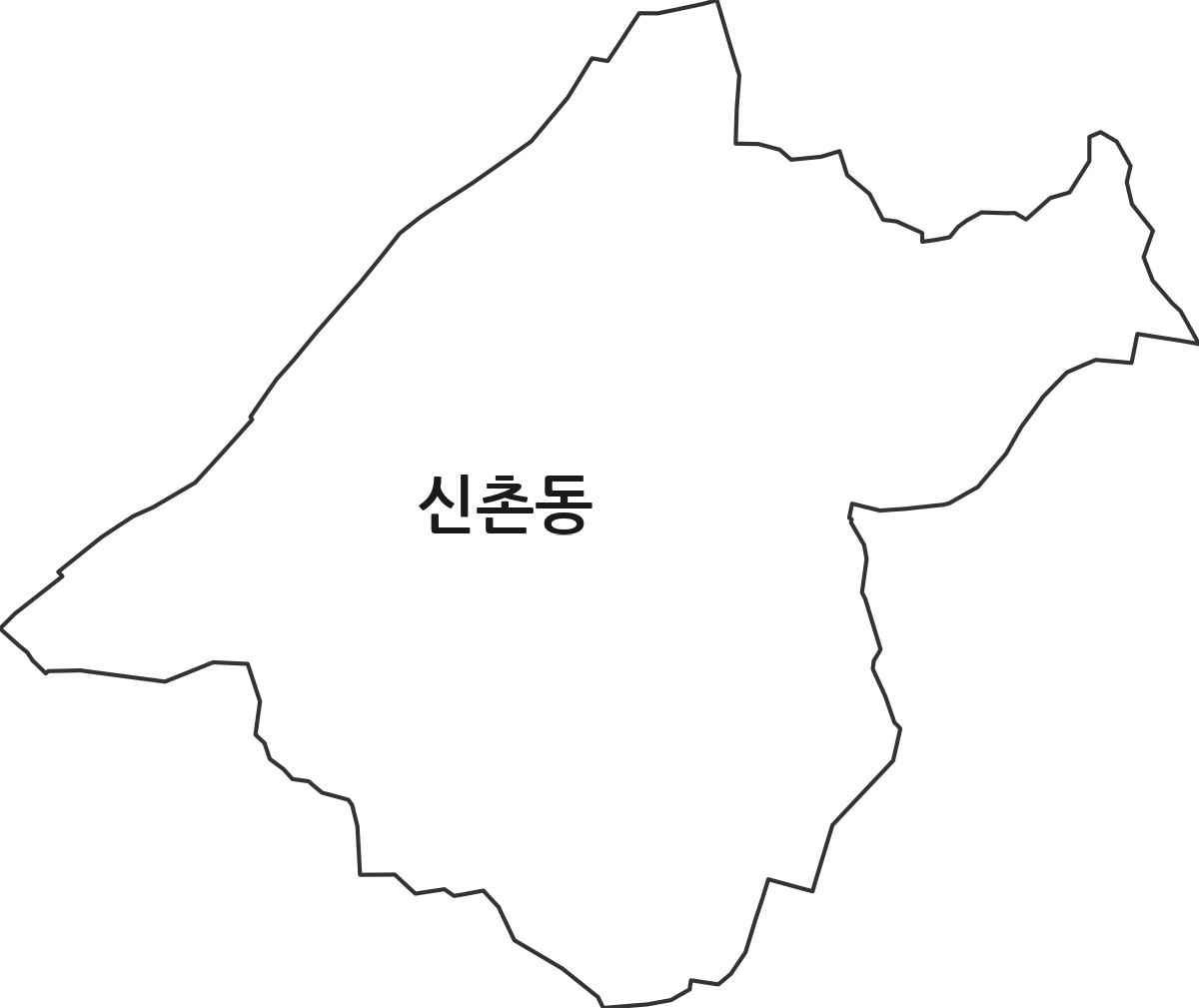 전북특별자치도 남원시 신촌동 법정동 행정구역 경계 지도