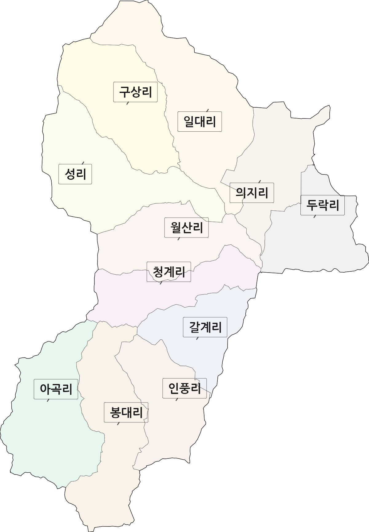전북특별자치도 남원시 아영면 법정동 리 구분 행정구역 경계 지도