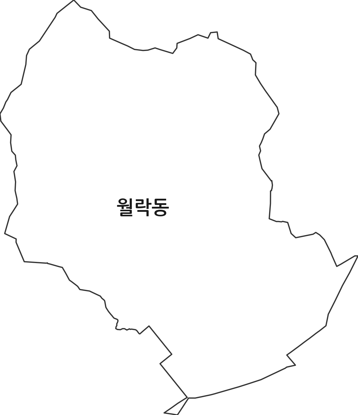 전북특별자치도 남원시 월락동 법정동 행정구역 경계 지도