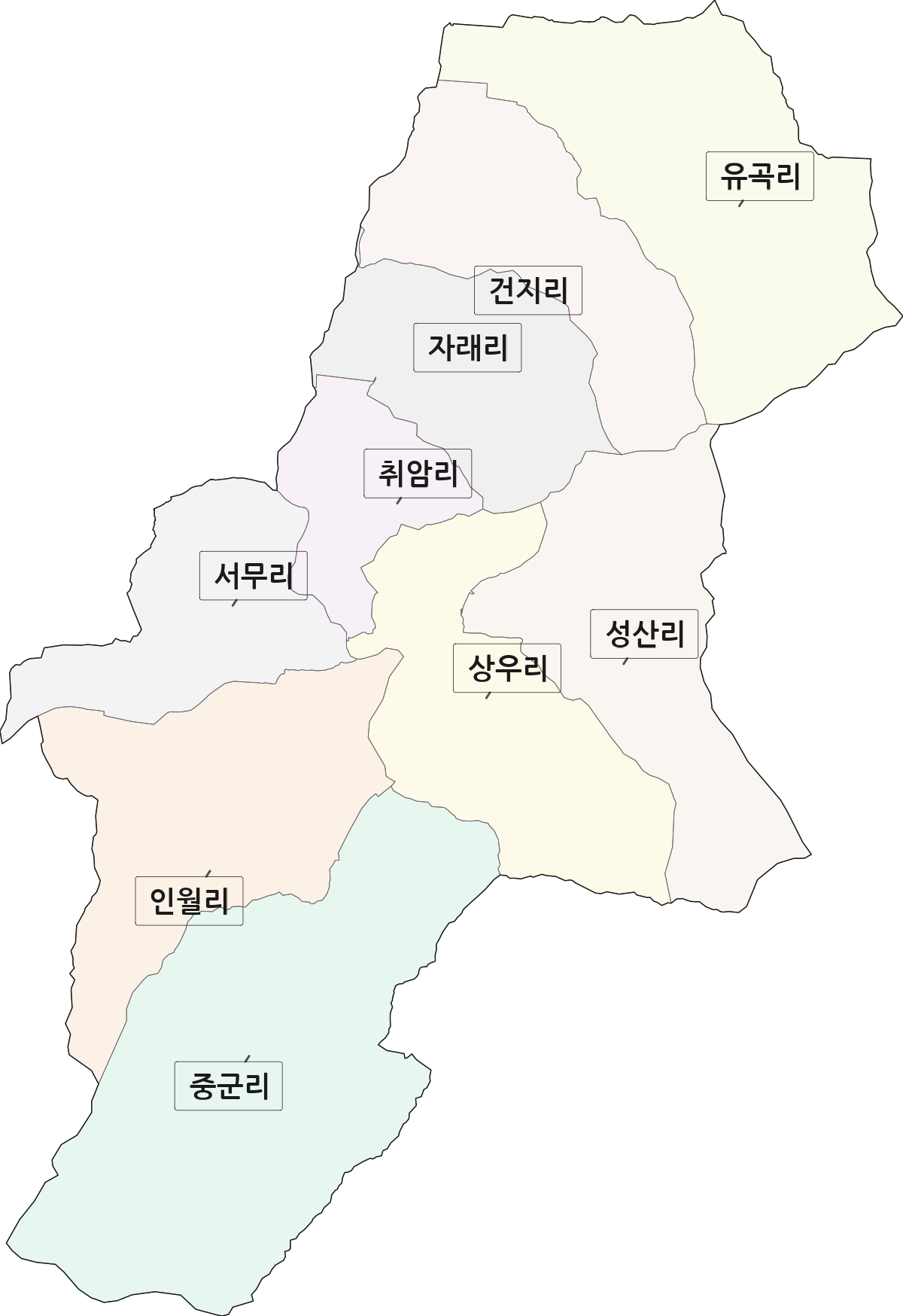 전북특별자치도 남원시 인월면 법정동 리 구분 행정구역 경계 지도