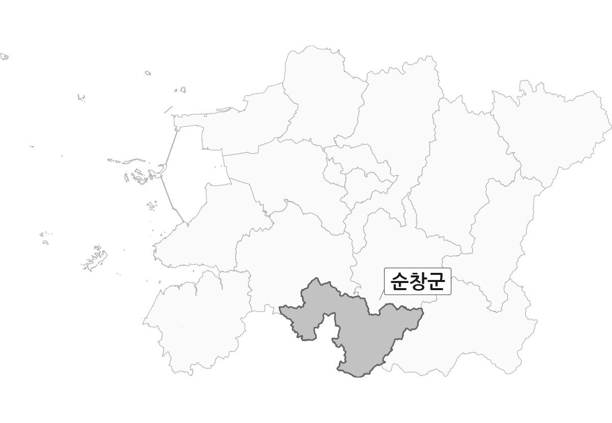 전북특별자치도 범위 내 순창군 행정구역 경계 지도