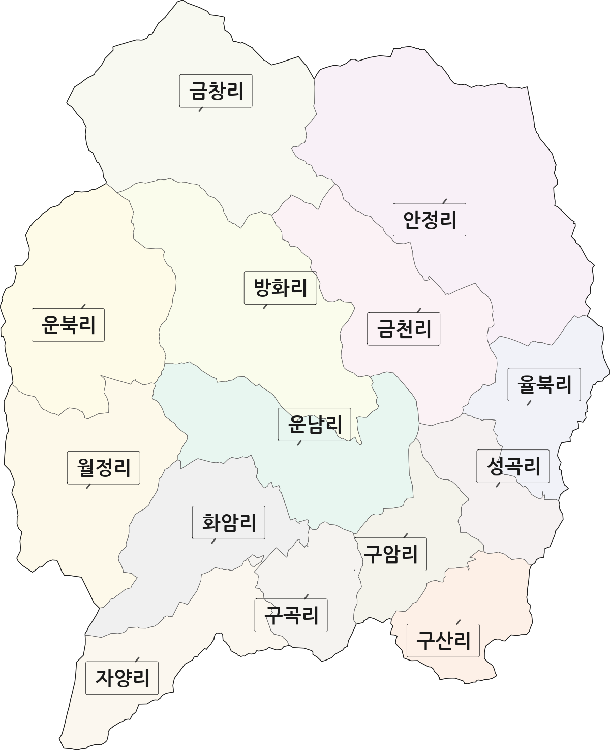 전북특별자치도 순창군 구림면 법정동 리 구분 행정구역 경계 지도