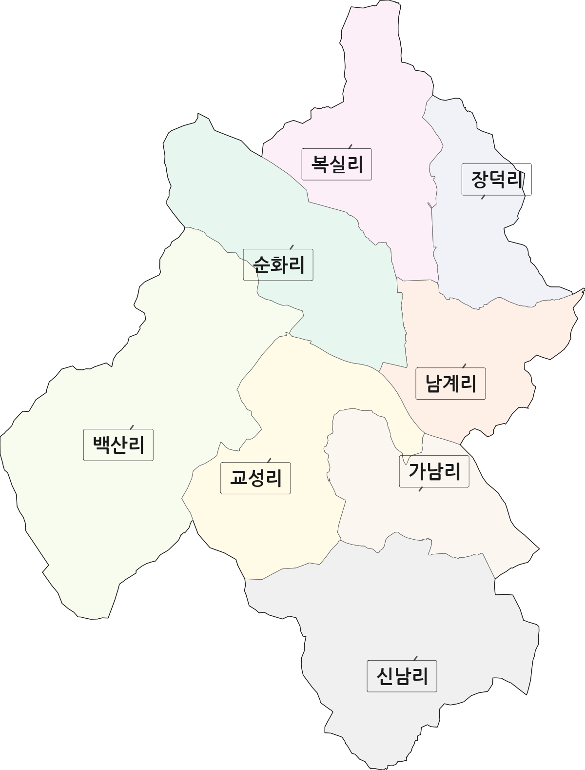 전북특별자치도 순창군 순창읍 법정동 리 구분 행정구역 경계 지도