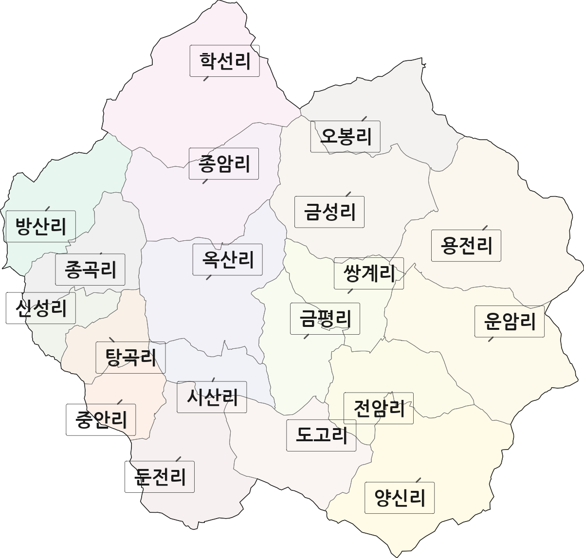 전북특별자치도 순창군 쌍치면 법정동 리 구분 행정구역 경계 지도