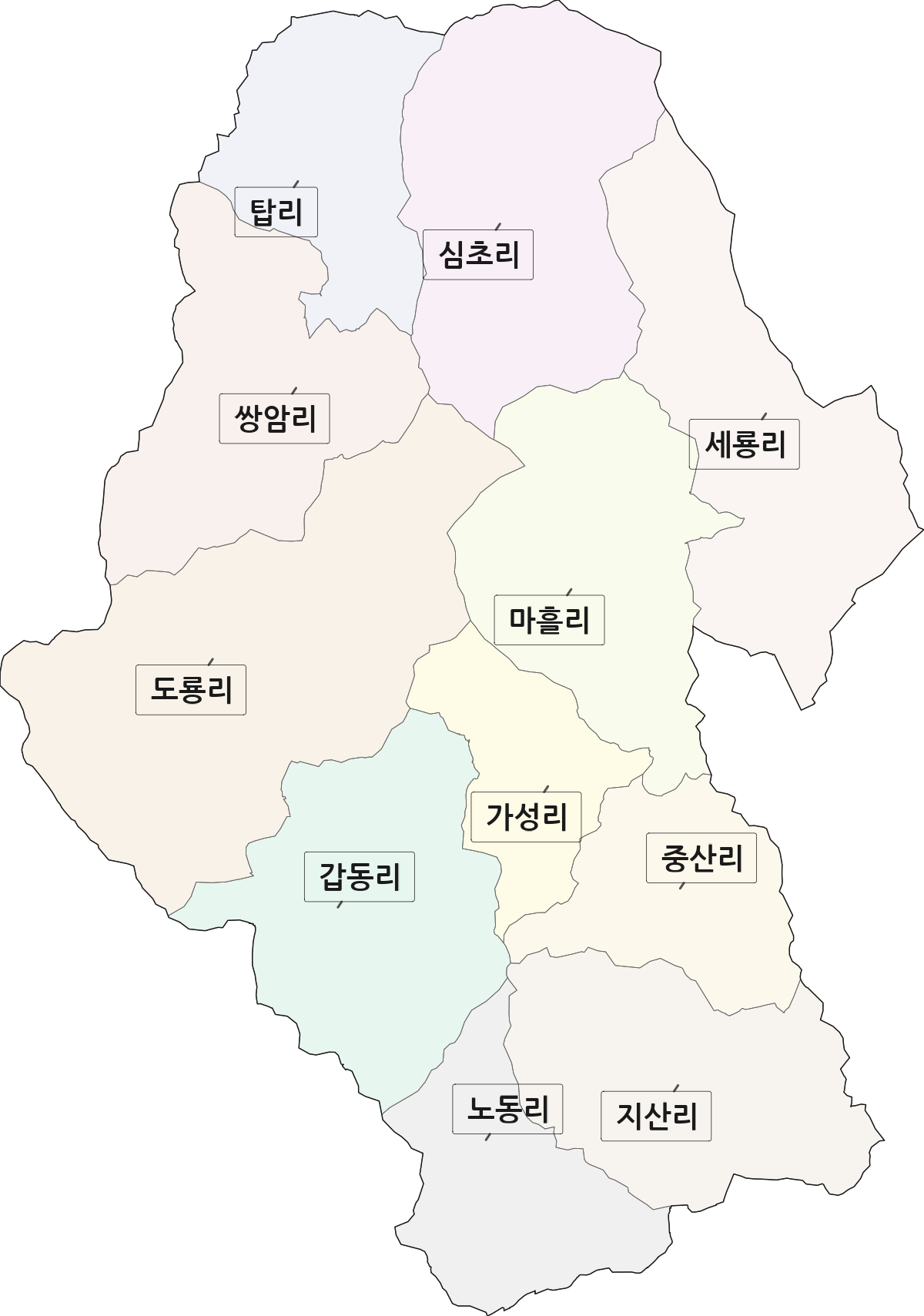 전북특별자치도 순창군 인계면 법정동 리 구분 행정구역 경계 지도