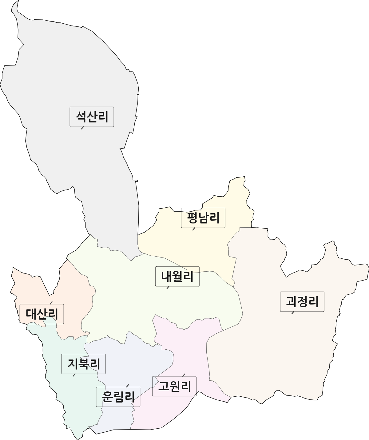 전북특별자치도 순창군 적성면 법정동 리 구분 행정구역 경계 지도