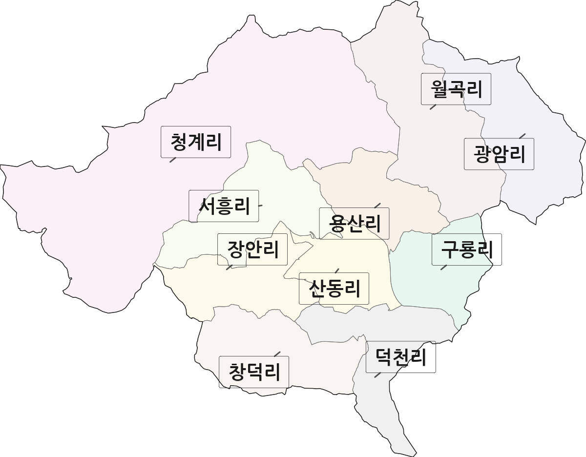 전북특별자치도 순창군 팔덕면 법정동 리 구분 행정구역 경계 지도