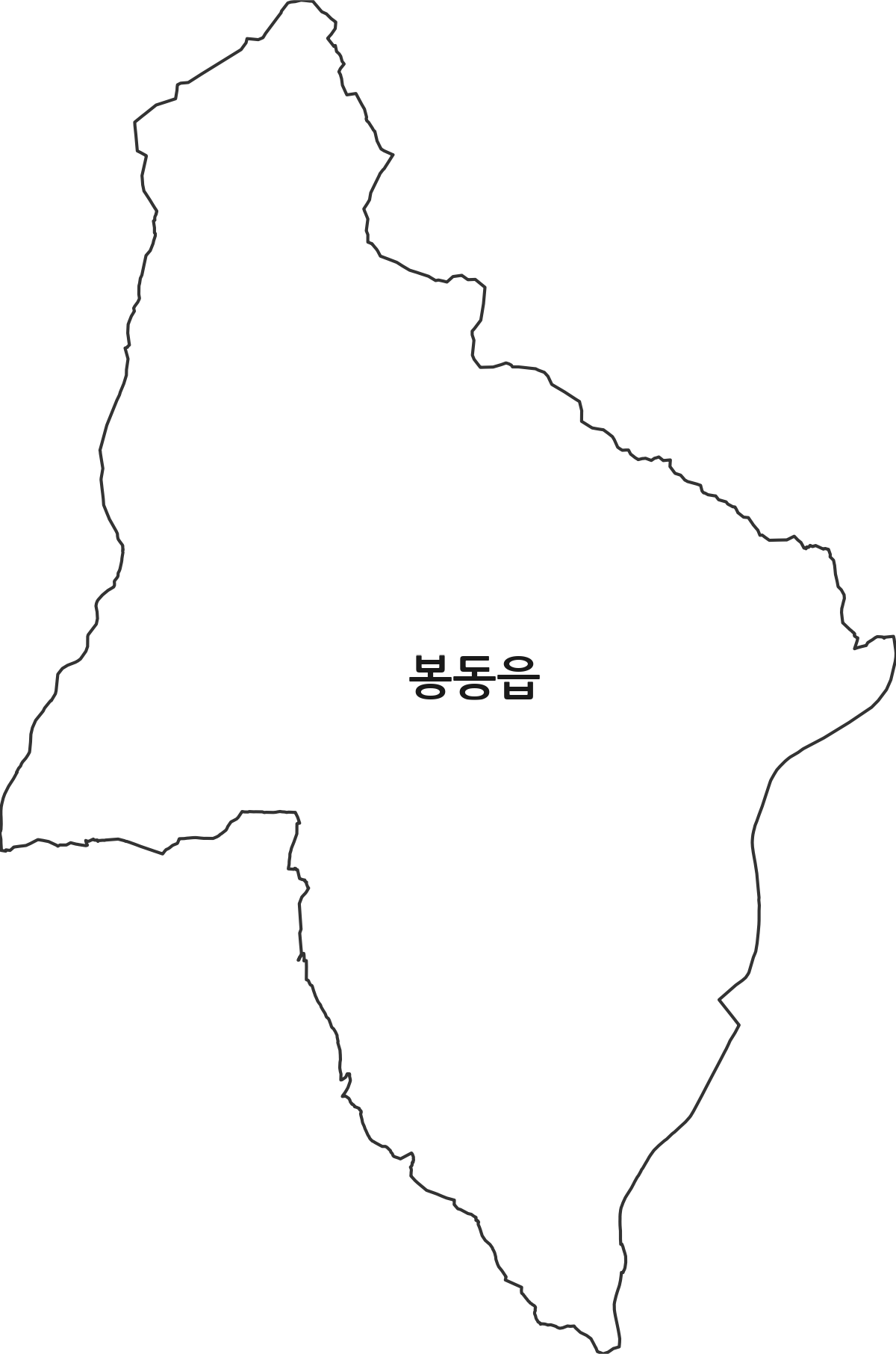 전북특별자치도 완주군 봉동읍 행정동 행정구역 경계 지도