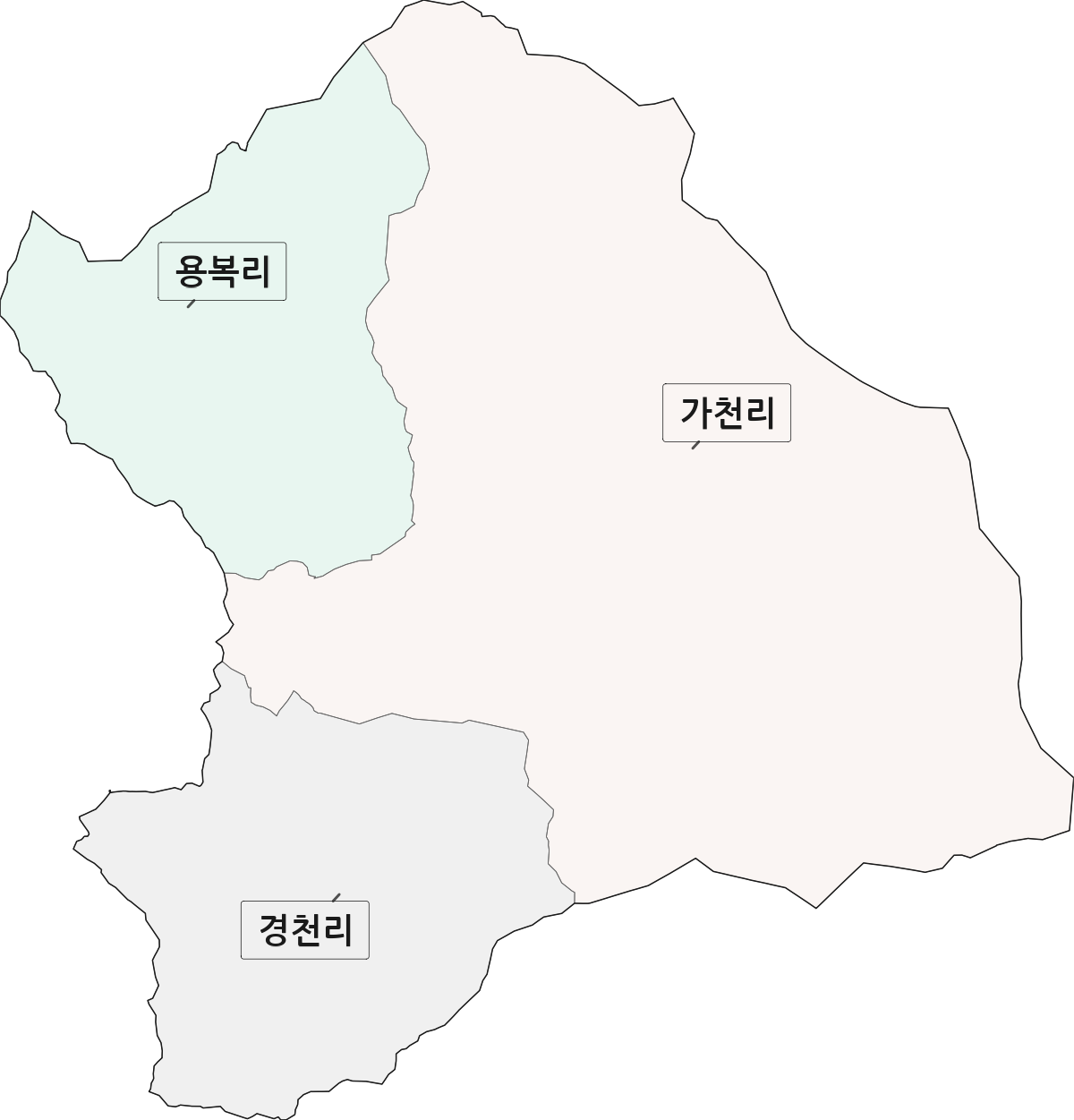 전북특별자치도 완주군 경천면 법정동 리 구분 행정구역 경계 지도