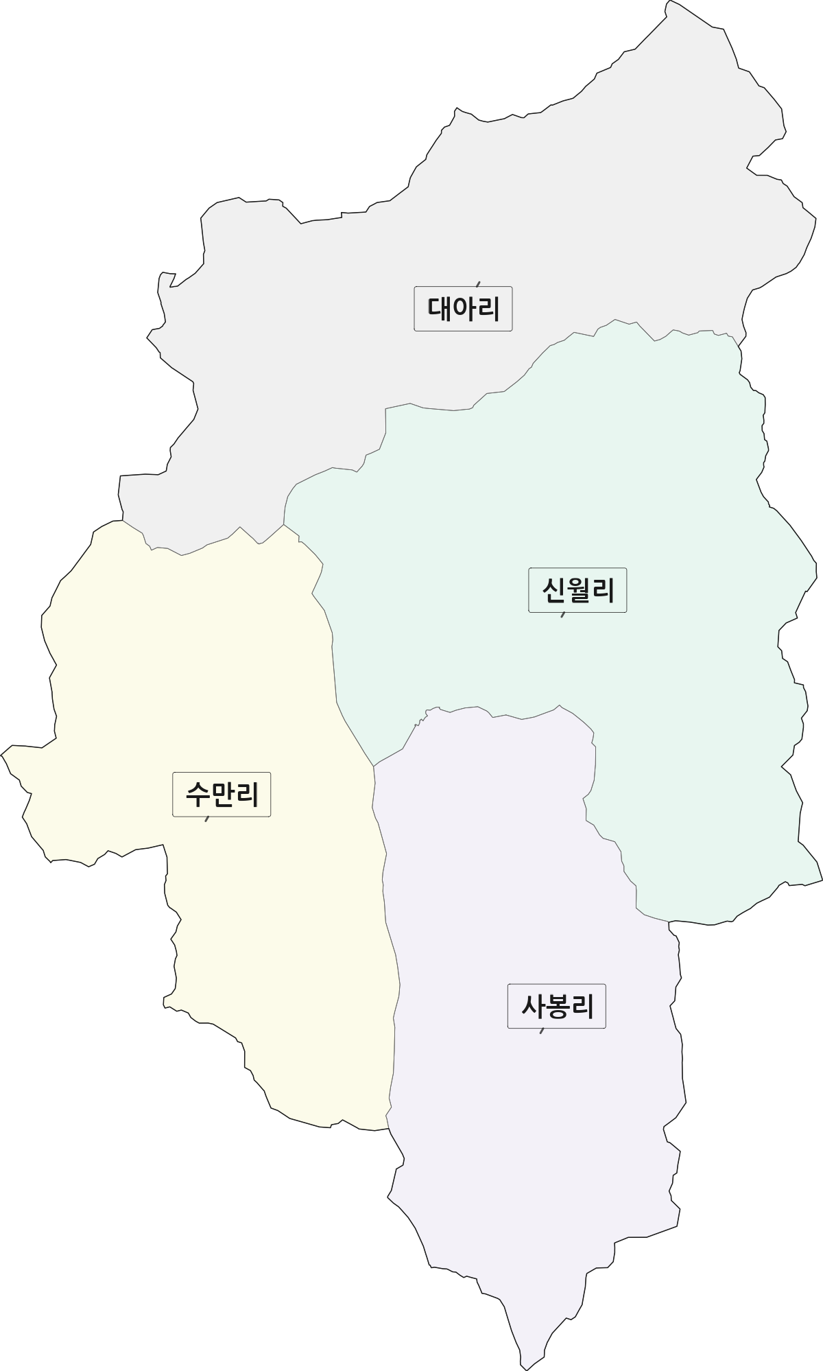 전북특별자치도 완주군 동상면 법정동 리 구분 행정구역 경계 지도