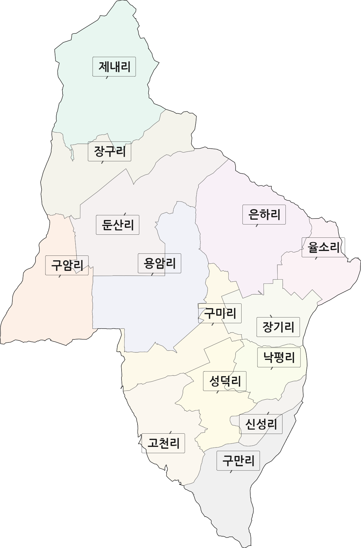 전북특별자치도 완주군 봉동읍 법정동 리 구분 행정구역 경계 지도