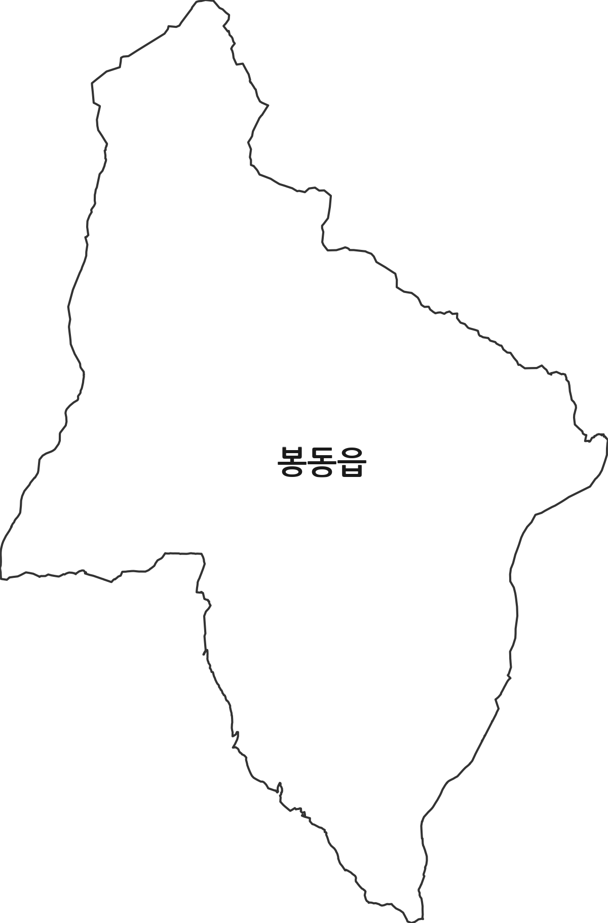 전북특별자치도 완주군 봉동읍 법정동 행정구역 경계 지도