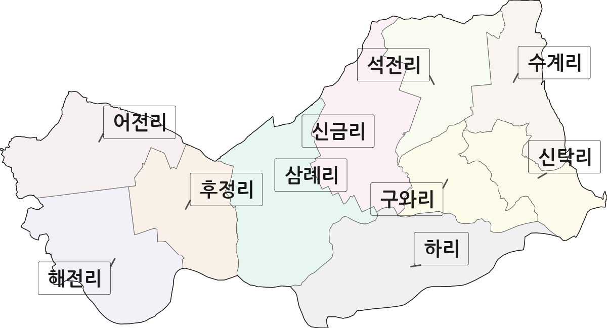 전북특별자치도 완주군 삼례읍 법정동 리 구분 행정구역 경계 지도