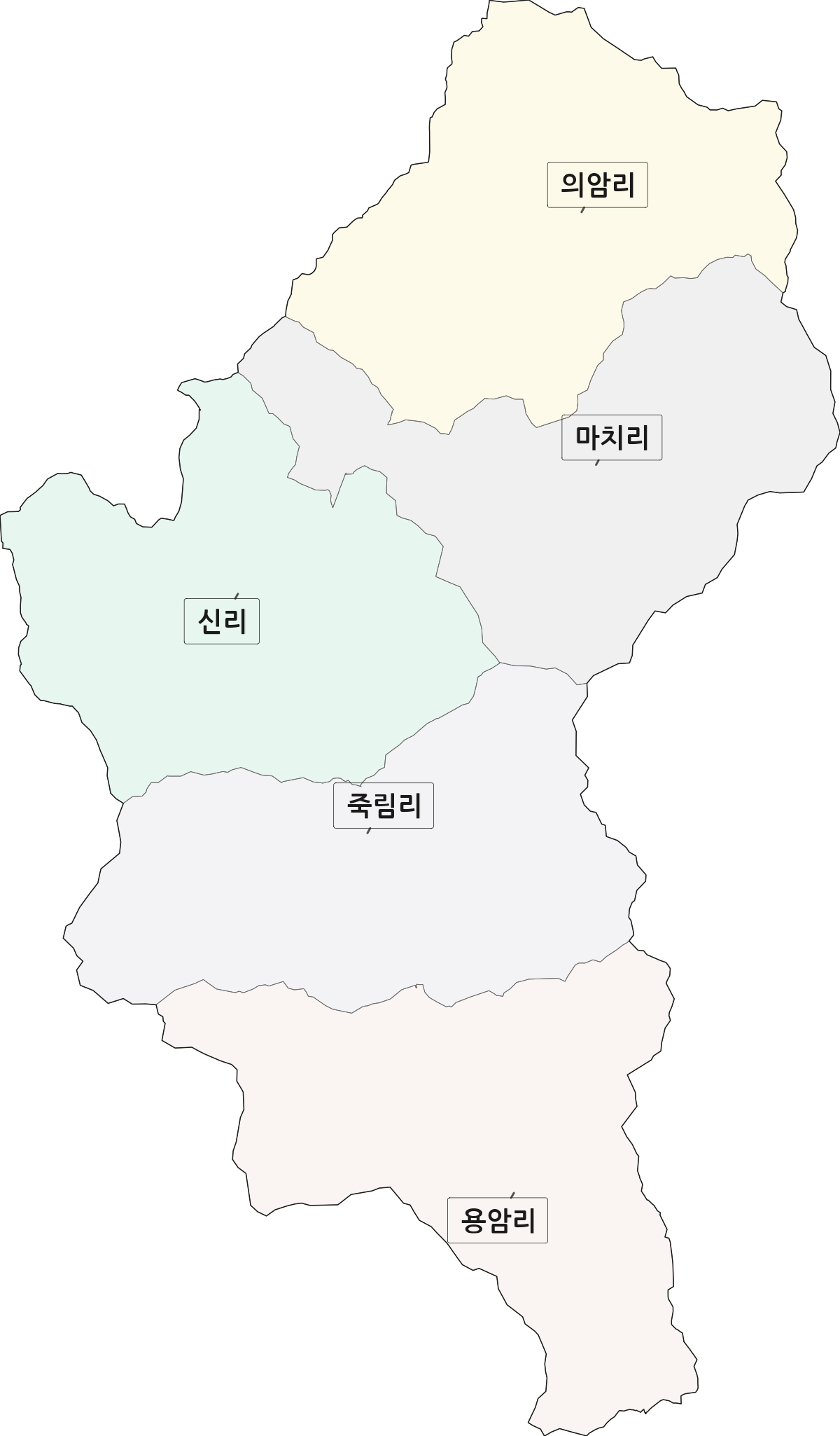 전북특별자치도 완주군 상관면 법정동 리 구분 행정구역 경계 지도