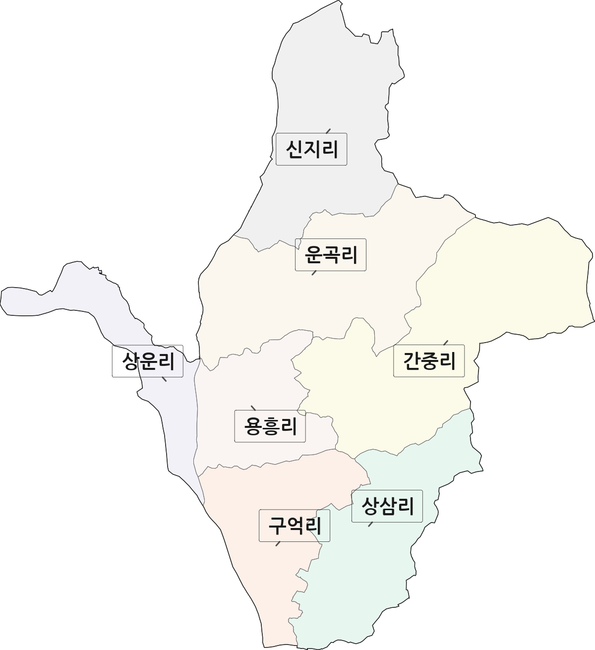 전북특별자치도 완주군 용진읍 법정동 리 구분 행정구역 경계 지도