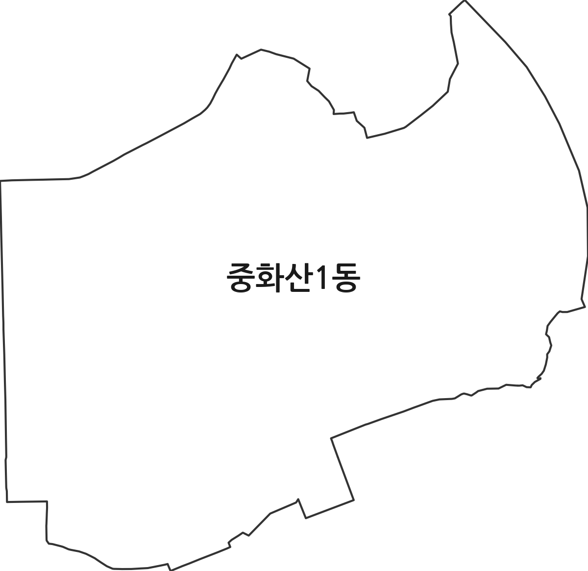 전북특별자치도 전주시 완산구 중화산1동 행정동 행정구역 경계 지도