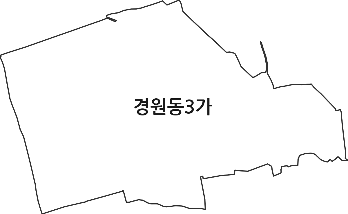 전북특별자치도 전주시 완산구 경원동3가 법정동 행정구역 경계 지도