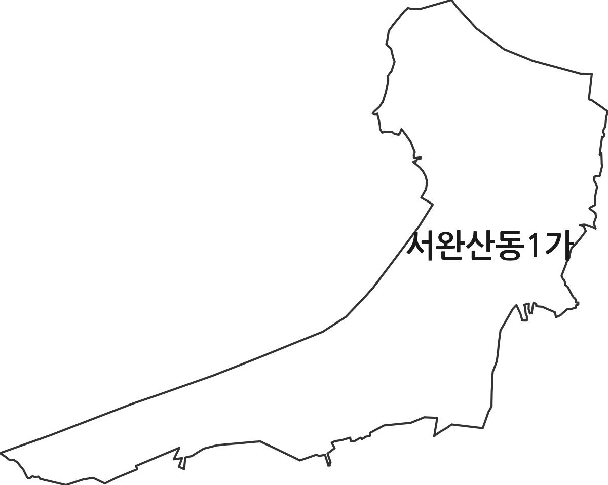 전북특별자치도 전주시 완산구 서완산동1가 법정동 행정구역 경계 지도