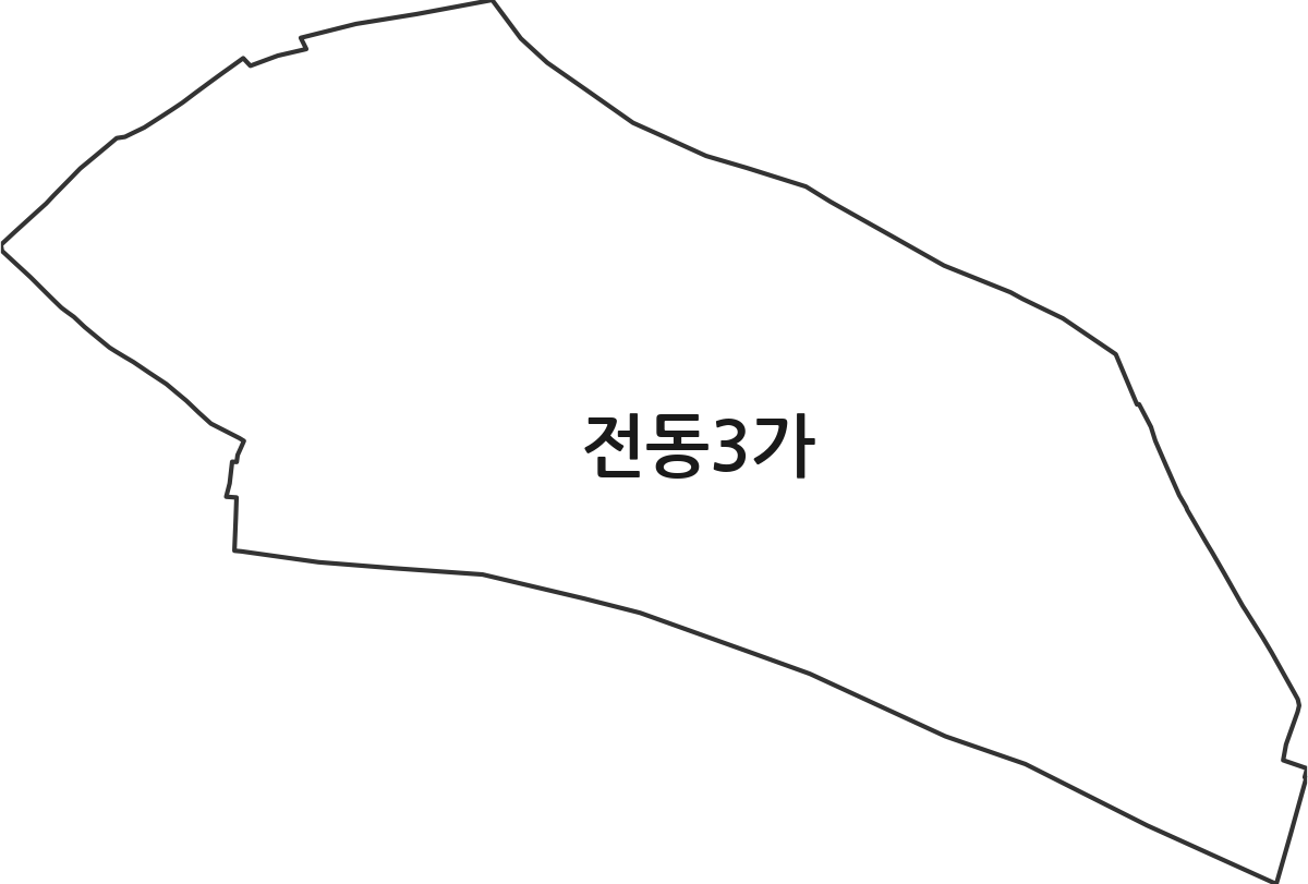 전북특별자치도 전주시 완산구 전동3가 법정동 행정구역 경계 지도